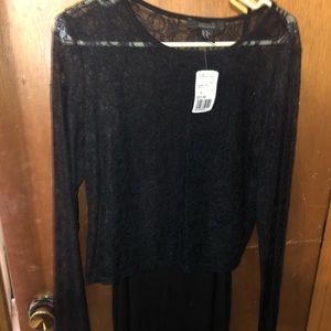 black two piece dress tank top and lace crop